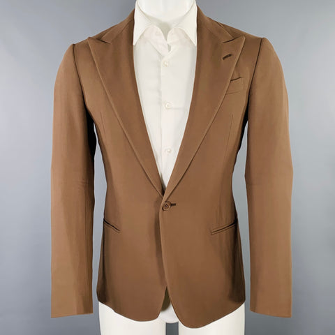 RALPH LAUREN Size 36 Brown Wool Peak Lapel Jacket
