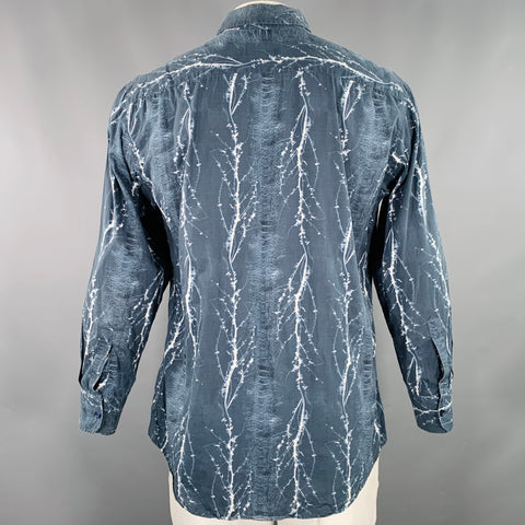 LIBERTY OF LONDON Size XL Navy White Abstract Cotton Long Sleeve Shirt