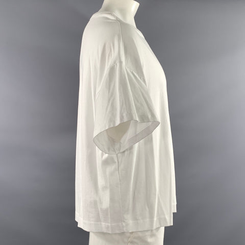 DRIES VAN NOTEN Size L White Solid Cotton Oversized T shirt