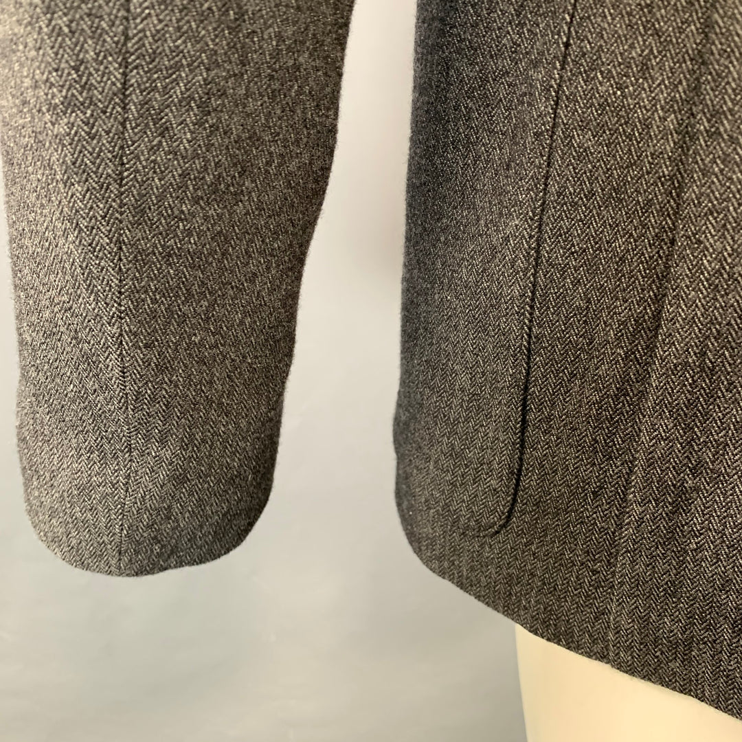 JOHN VARVATOS Size 40 Grey Black Herringbone Wool Blend Sport Coat