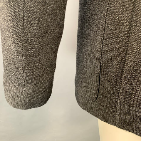 JOHN VARVATOS Size 40 Grey Black Herringbone Wool Blend Sport Coat