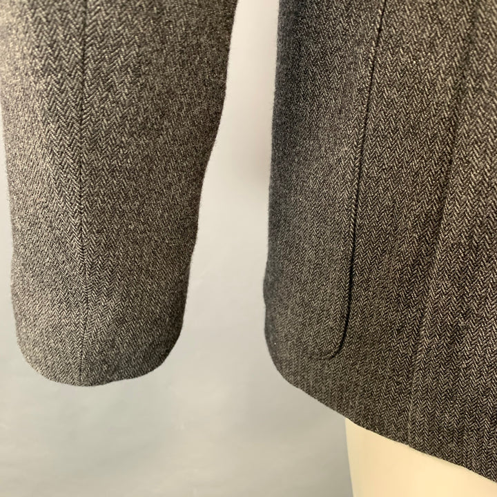 JOHN VARVATOS Size 40 Grey Black Herringbone Wool Blend Sport Coat