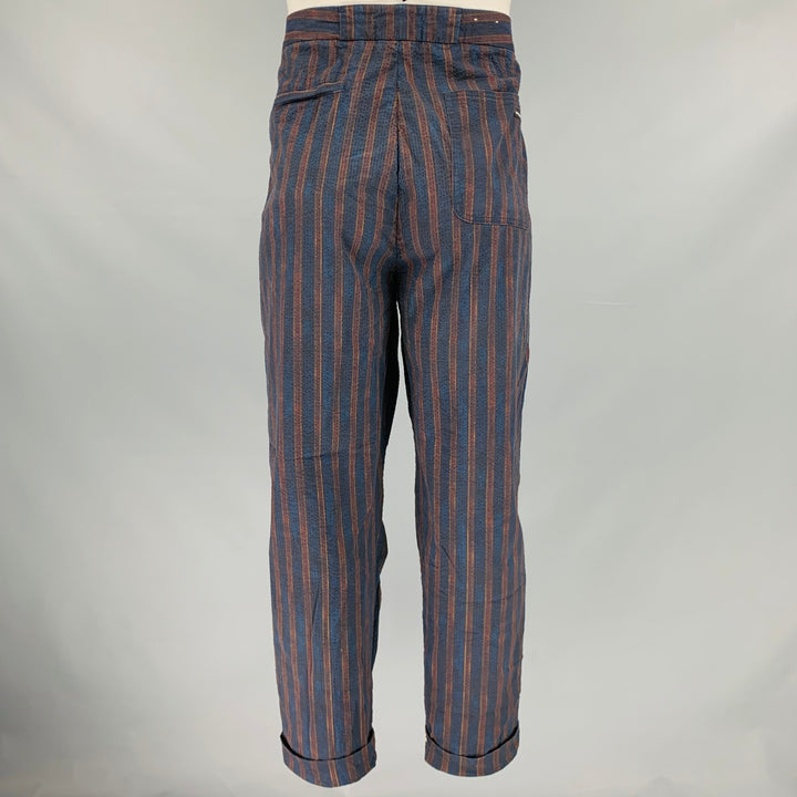 SCOTCH AND SODA Size 36 Navy Burgundy Stripe Cotton Blend Cuffed Casual Pants
