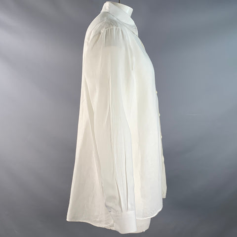 ERMENEGILDO ZEGNA Size XXL White Linen Long Sleeve Shirt