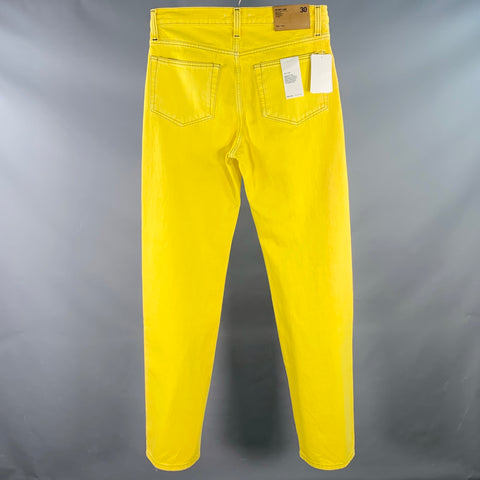 HELMUT LANG Size 30 Masc Lo Easy Yellow Contrast Stitch Cotton Zip Fly Jeans