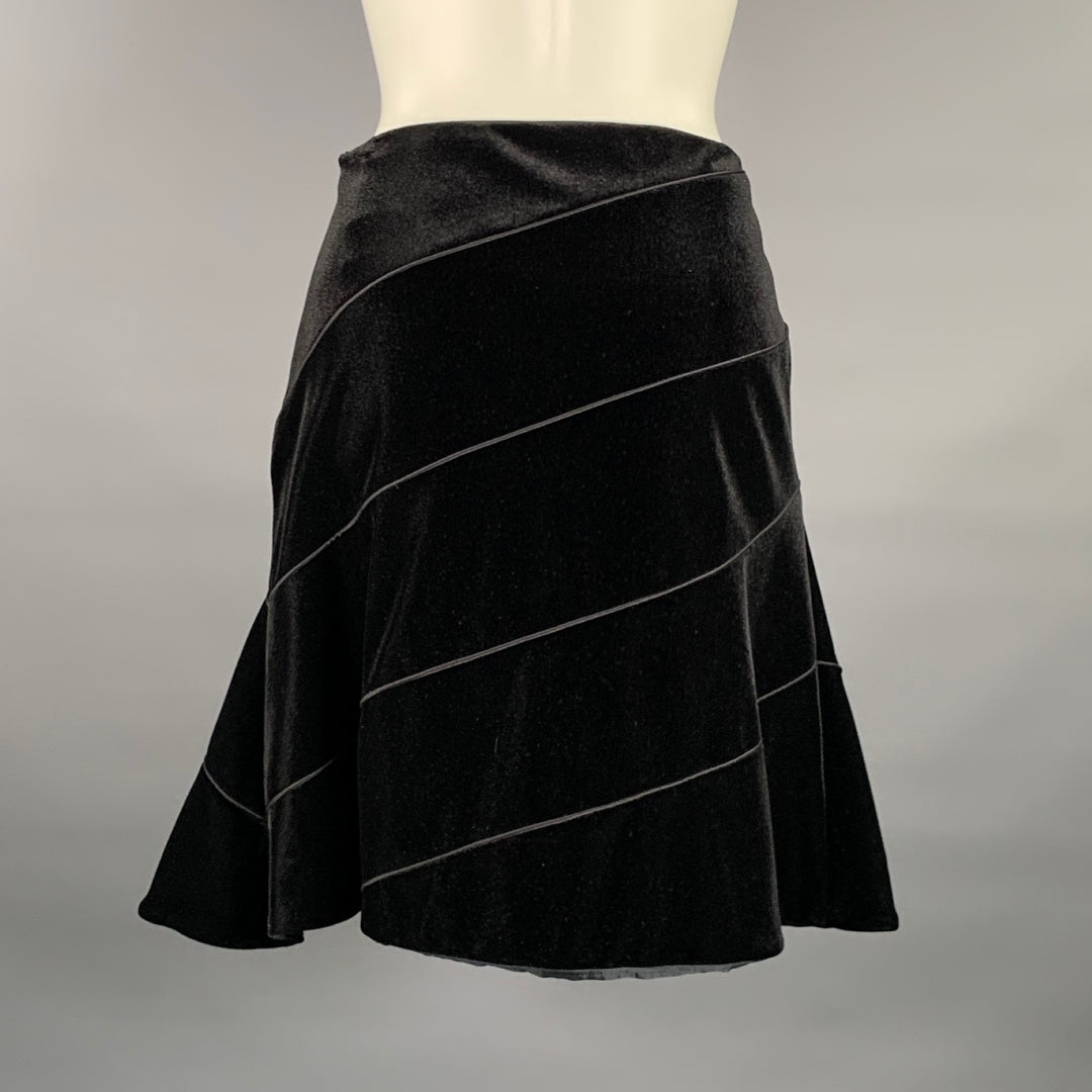 GIORGIO ARMANI Size M Black Velvet A-Line Knee-Length Skirt
