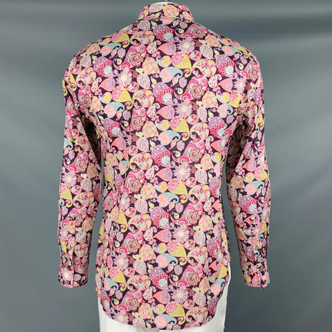 ROBERT GRAHAM Size XL Purple Multi Color Print Cotton Long Sleeve Shirt