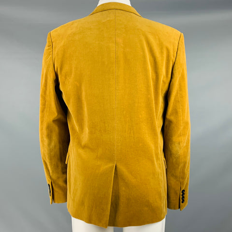 MARC JACOBS Size 40 Yellow Velvet Cotton Notch Lapel Sport Coat