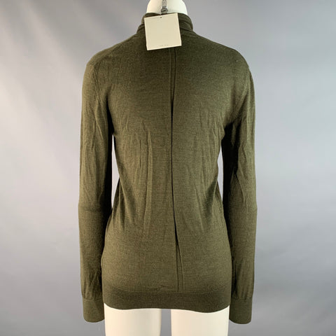THE ROW Size S Olive Cashmere / Silk Knitted Turtleneck Sweater