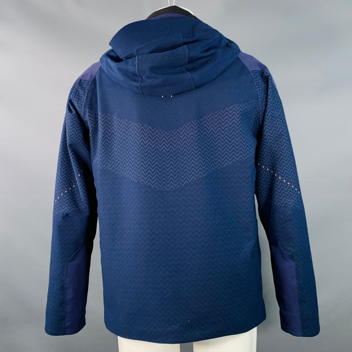 KJUS Size M Freelite Navy Chevron Polyester Hooded Ski Jacket