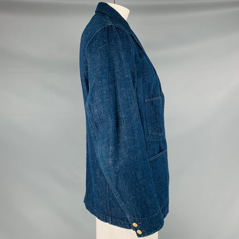 RRL by RALPH LAUREN Size XL Heather Indigo Cotton Notch Lapel Sport Coat