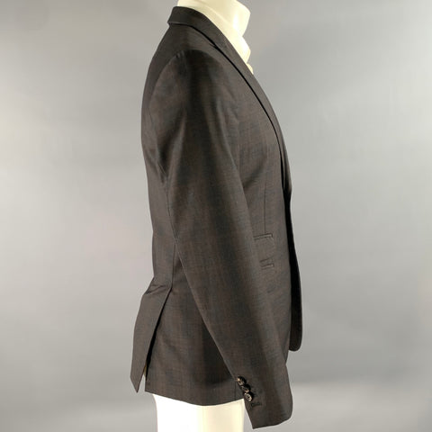 DSQUARED2 Size 38 Grey Brown Plaid Wool Peak Lapel Sport Coat