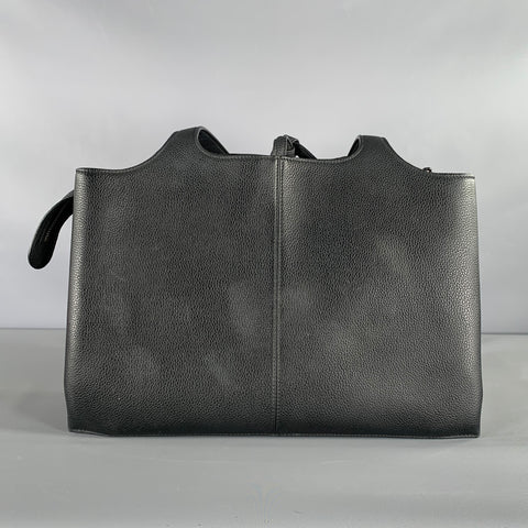 CELINE Black Pebble Grain Leather Top Handles Handbag