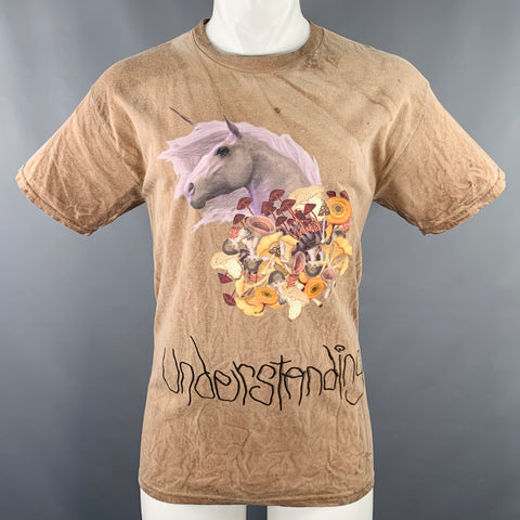 T-shirt WESTFALL en coton à col rond, taille M, imprimé graphique multicolore marron