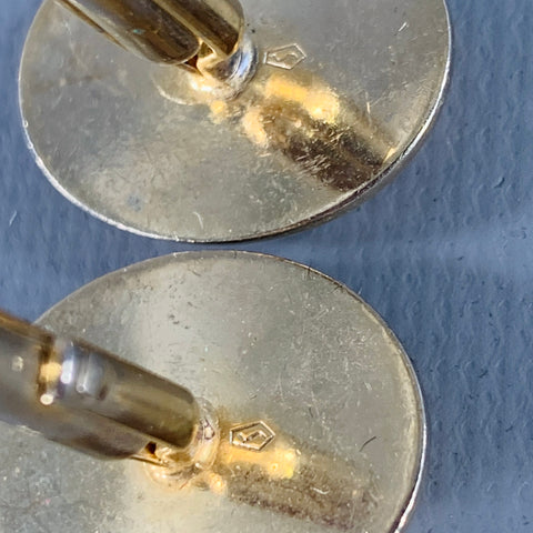 VINTAGE Gold Metal Tigers Eye Cuff Links