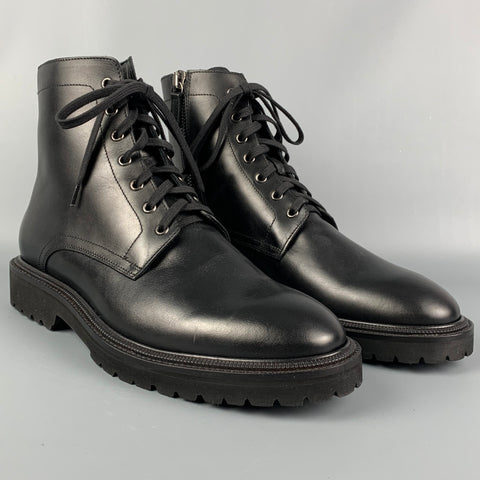 AQUATALIA Size 11 Black Leather Lace-Up Ankle Boots
