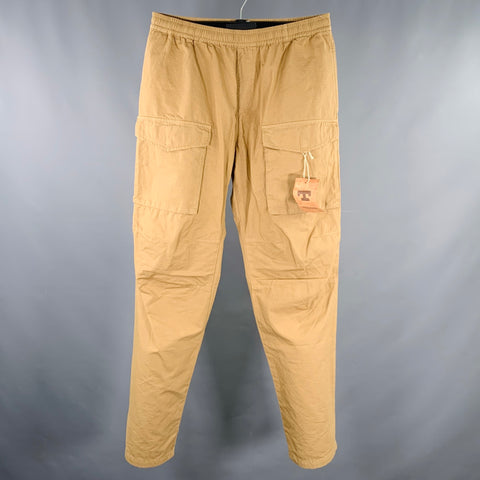 TELLASON Size M Tan Cotton Elastic Waistband Cargo Casual Pants