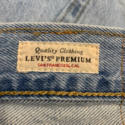 LEVI STRAUSS Size 32 Blue Cotton Wide Leg Distressed Raw Edge Jeans