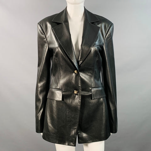 NANUSHKA Size S Black Faux Leather Single Breasted Blazer Coat