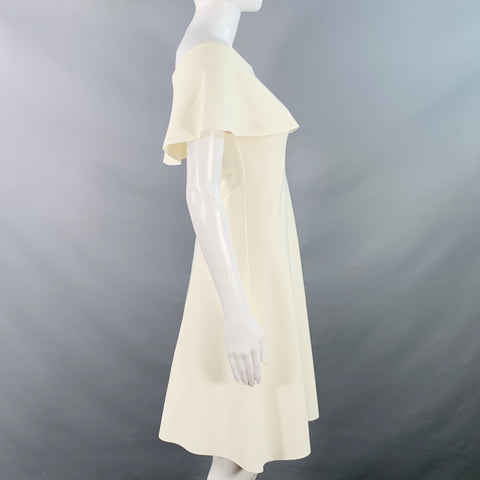 VALENTINO Size XS Cream A-Line Foldover Bateau Cocktail Dress
