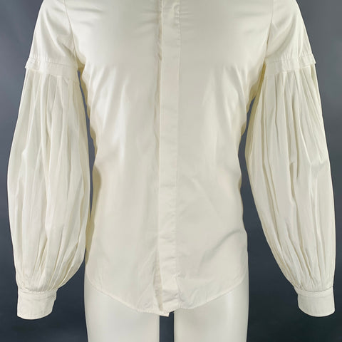 VALENTINO Size S White Pleated Double Sleeve Long Sleeve Shirt