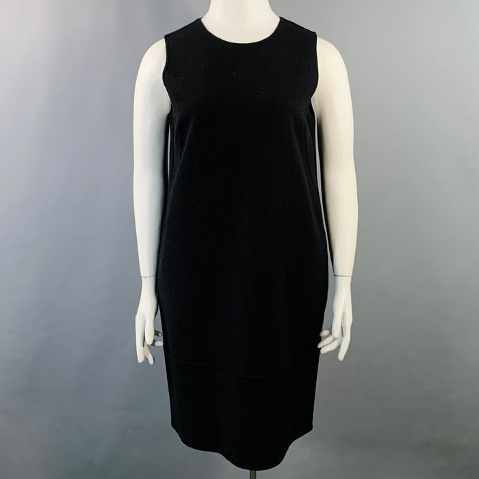 ARMANI COLLEZIONI Size 10 Black Wool Crepe Sleeveless Knee Length Dress