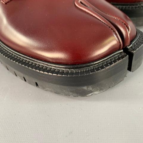 MAISON MARGIELA Size 10 Burgundy Leather Tabi Lug Sole Lace-up Derby Shoes
