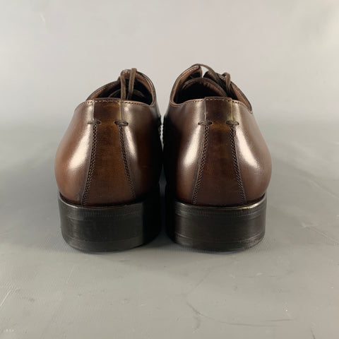 SALVATORE FERRAGAMO Size 10.5 Brown Solid Leather Lace Up Lace Up Shoes