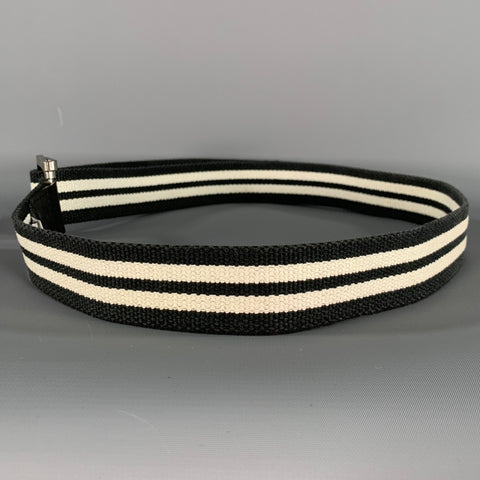 PARKE & RONEN Size 40 Black White Stripe Belt