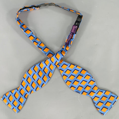 SEAWARD AND STEARN Blue Orange Squares Silk Bow Tie