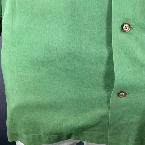 ISSEY MIYAKE Vintage Size L Green Blue Stripe Cotton One Pocket Long Sleeve Shirt