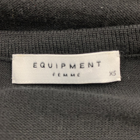 EQUIPMENT Size XS Black & Tan Leopard Wool / Silk Pullover