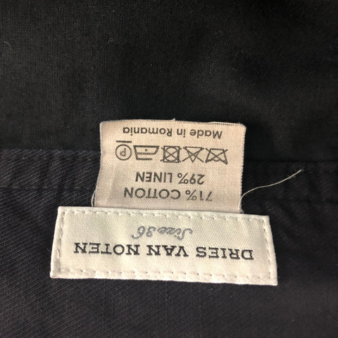 DRIES VAN NOTEN Size 30 Black Cotton &  Linen Wide Leg Casual Pants