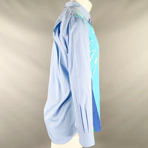 COMME des GARCONS SHIRT Size S Blue Karl Benjamin Color Block Long Sleeve Shirt