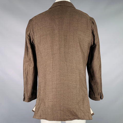 YAECA Size M Brown Wool Ramie Notch Lapel Sport Coat