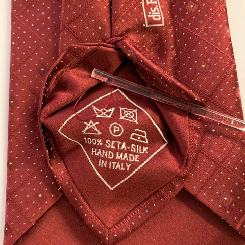 BRIONI Burgundy White Geometric Silk Tie