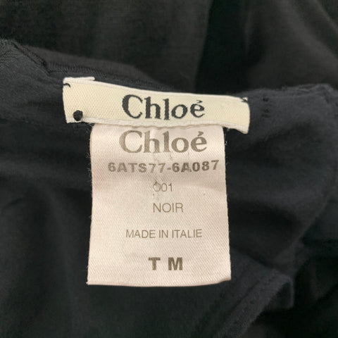 CHLOE Size S Black Mixed Fabrics Sleeveless Dress