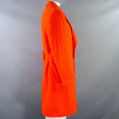 CANTARELLI Size 42 Orange Textured Wool Double Breasted Coat