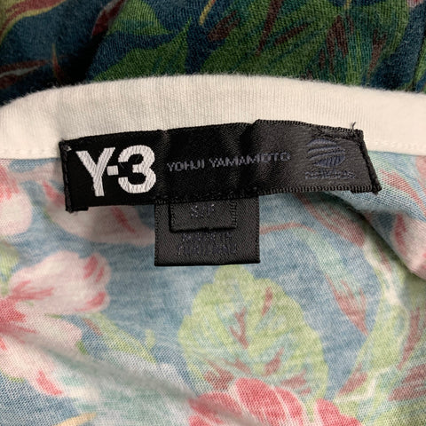 Y-3 Size S Green Blue Ombre Tropical Floral Print Cotton Long Tank Top