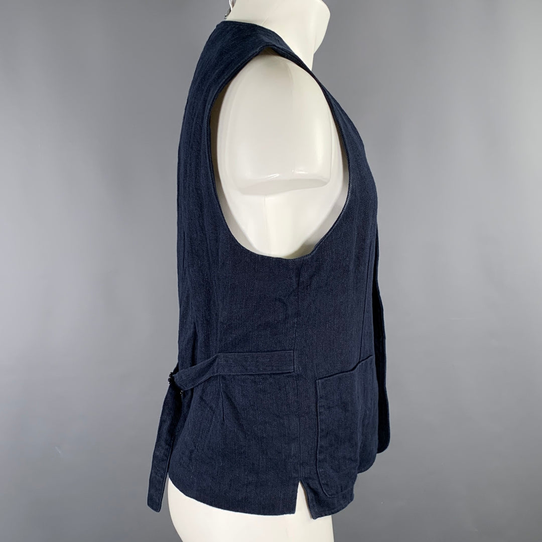 ALEX MILL Size M Navy Herringbone Linen Waistcoat Vest