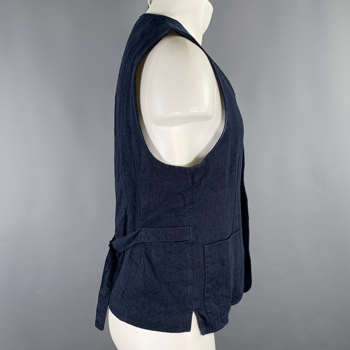 ALEX MILL Size M Navy Herringbone Linen Waistcoat Vest