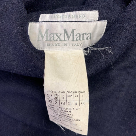 MAX MARA Size 2 Navy Grey Wool Angora Reversible Coat