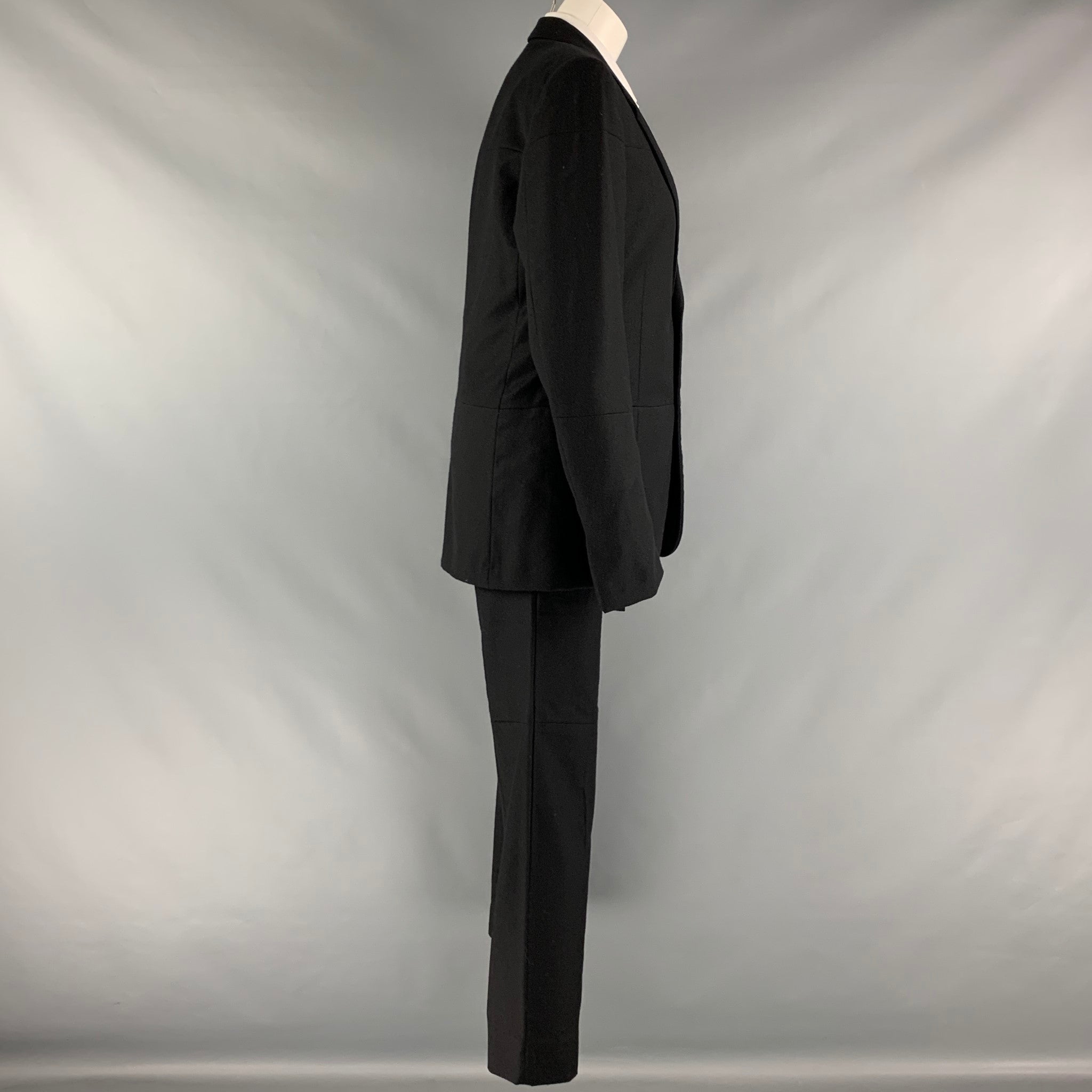 JIL SANDER Size 38 Black Patchwork Wool Single Button Suit – Sui