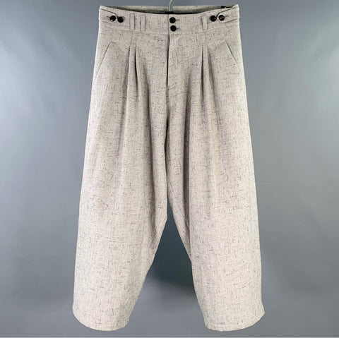 YANTOR Size M Grey Black Heather Wool Silk Pleated Casual Pants