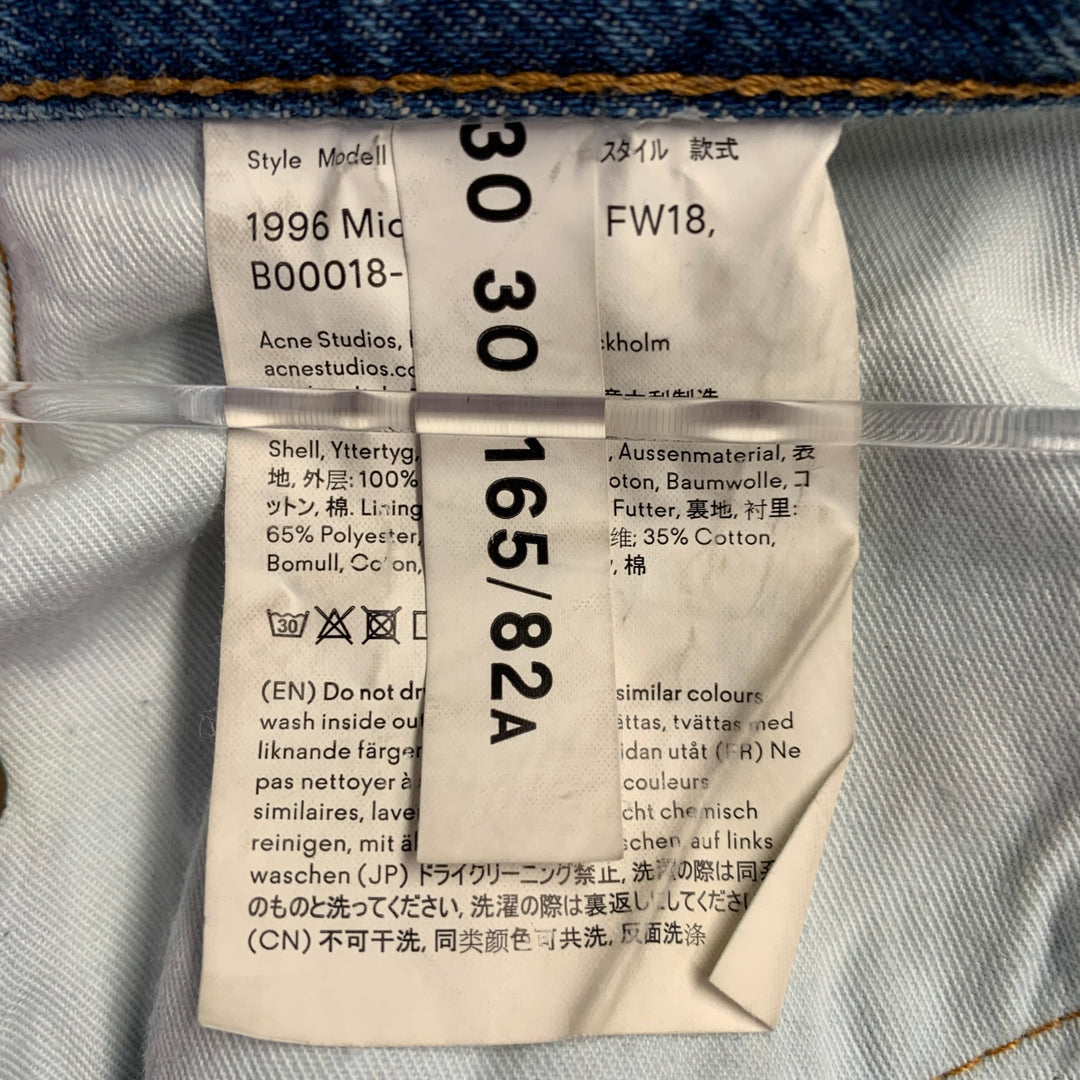 ACNE STUDIOS FW18 Size 30 1996 Trash Blue Cotton Straight Distressed Jeans