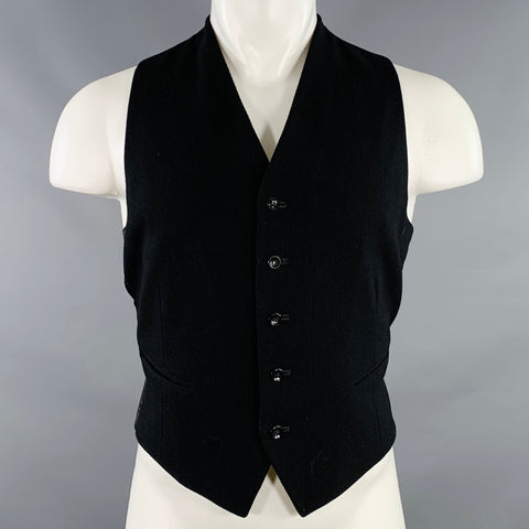 Gilet Côtelé Noir Simple Boutonnage VINTAGE Taille 38