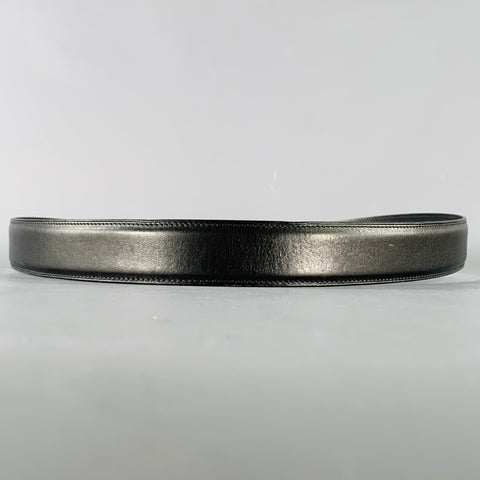 RALPH LAUREN Size 36 Black Silver Leather Belt
