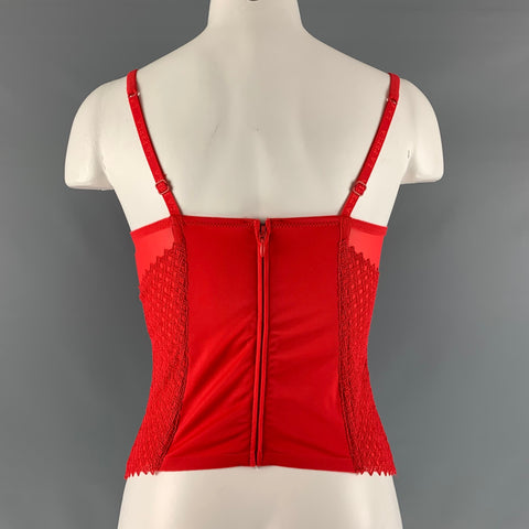 LA PERLA Taille S Haut de robe corset texturé en mélange de polyamide rouge