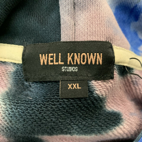 Sweat-shirt à capuche en coton tie-dye bleu, noir et rose, taille XXL, marque BIEN CONNUE Houston
