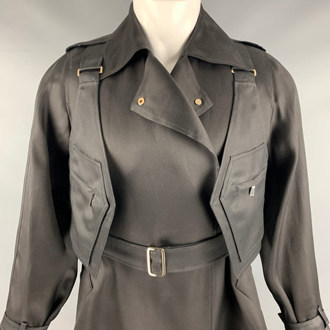 MAX MARA Taille 8 Manteau en mélange d'acétate noir